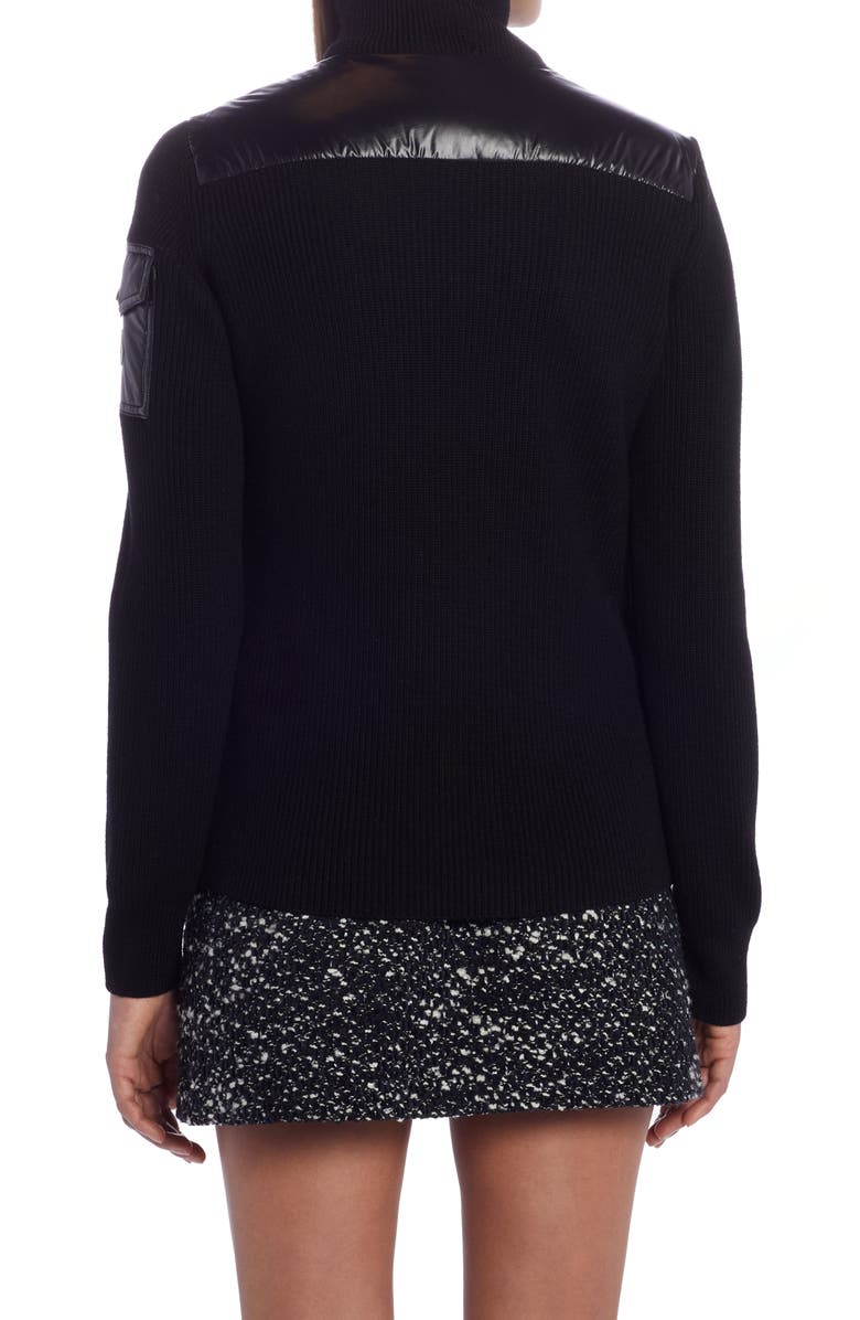 Moncler Quilted Down & Wool Short Cardigan, Alternate, color, 