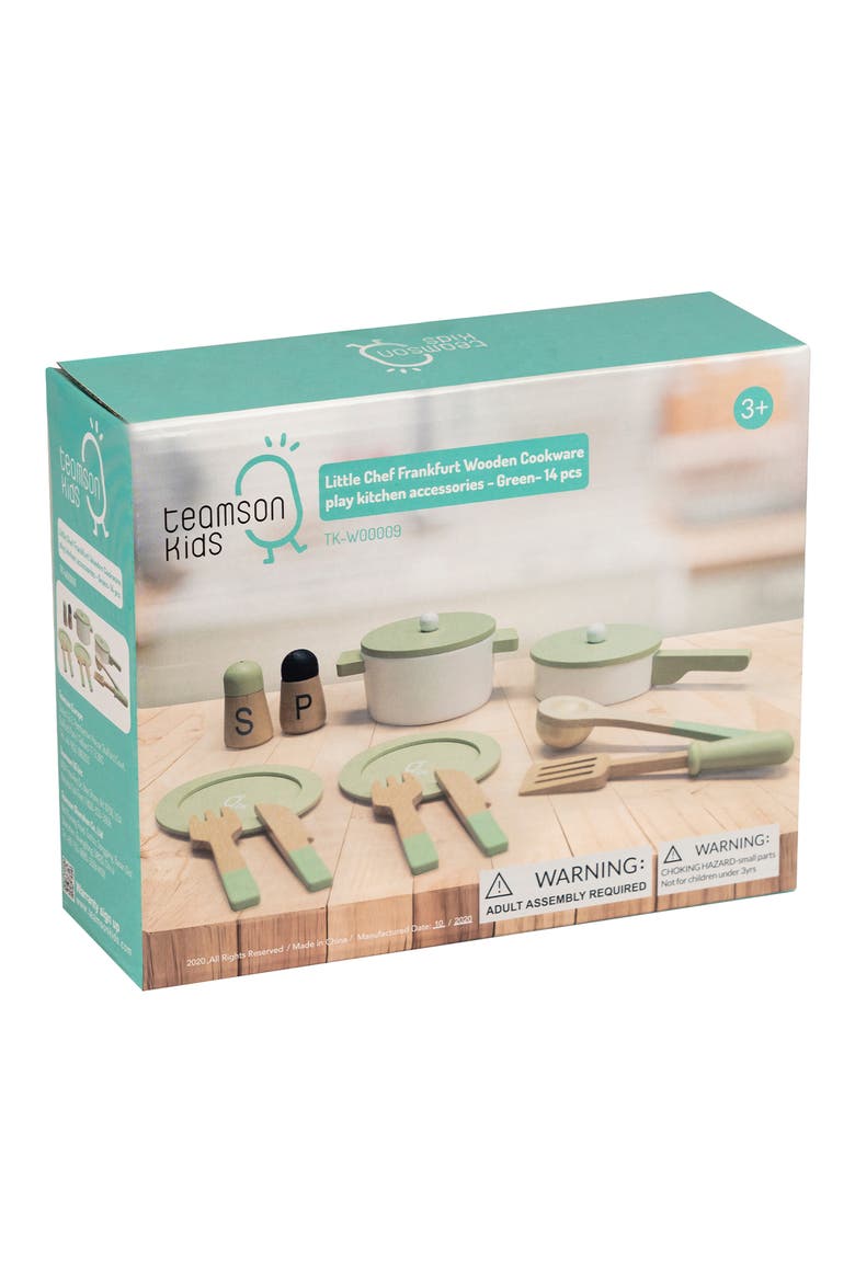 Little Chef Frankfurt 14-Piece Wood Cookware Playset, Alternate, color, GREEN