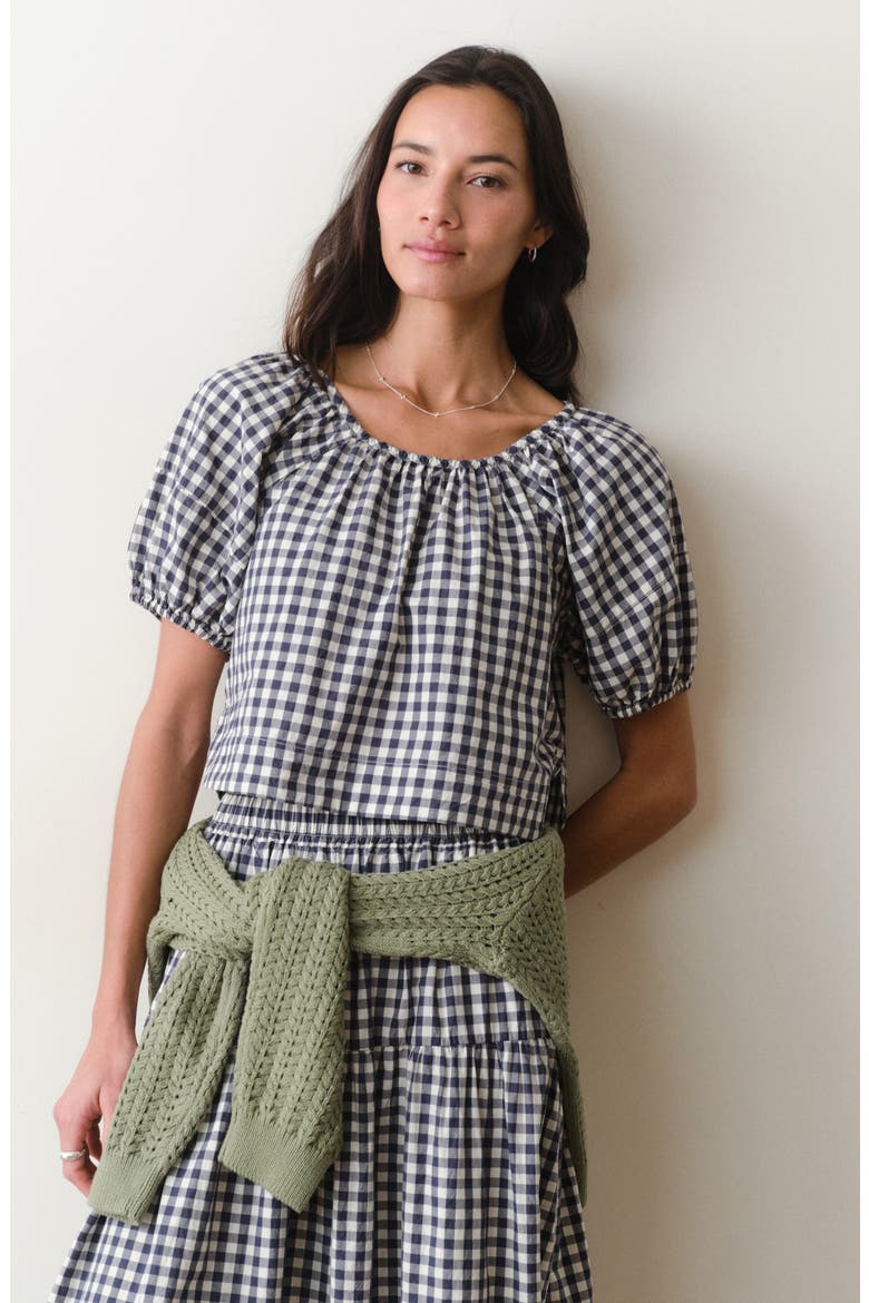 Gia Poplin Top, Alternate, color, NAVY GINGHAM