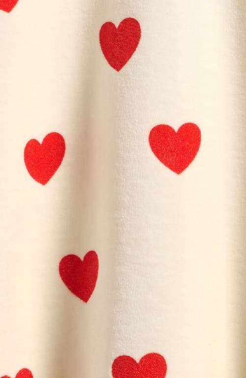 Mini Rodini Kids' Hearts Long Sleeve Organic Cotton Blend Velour Dress In White