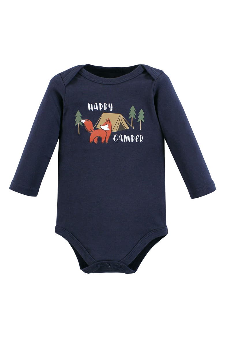Everyday Long-Sleeve Cotton Babysuits Bundle of 5, Alternate, color, Camping Animals