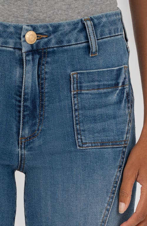 Kut From The Kloth Patch Pocket Mid Rise Ankle Wide Leg Jeans In Blue
