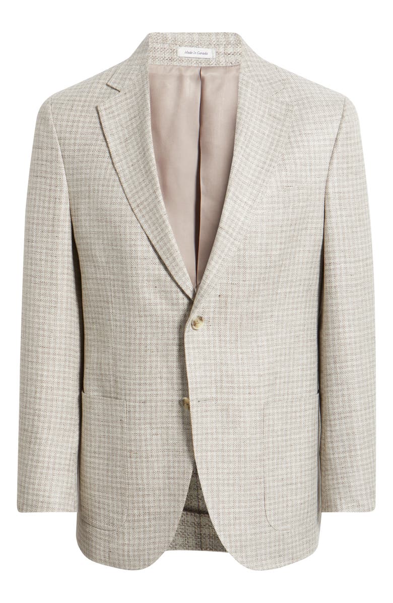 Peter Millar Hyperlight Soft Tan Check Linen & Wool Blend Sport Coat, Alternate, color, Tan