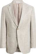 Peter Millar Hyperlight Soft Tan Check Linen & Wool Blend Sport Coat