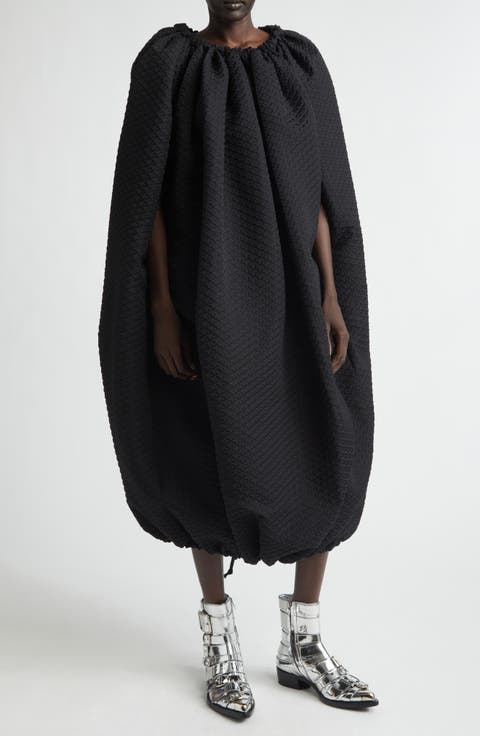 Gathered Diamond Jacquard Cocoon Dress