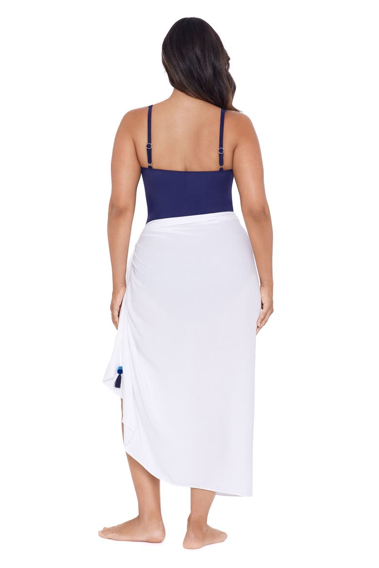 Adjustable Side Tie Tassel Pareo Swimsuit Coverup, Alternate, color, White
