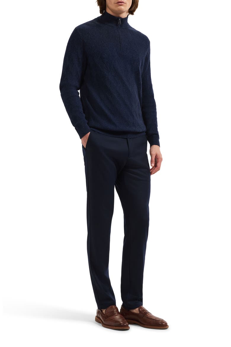 Wool & Cashmere Blend Quarter Zip Sweater, Alternate, color, NAVY