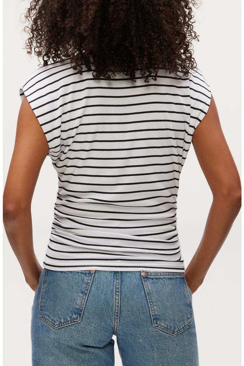 Joni Crewneck Power Shoulder T-Shirt, Alternate, color, WHITE/ BLACK