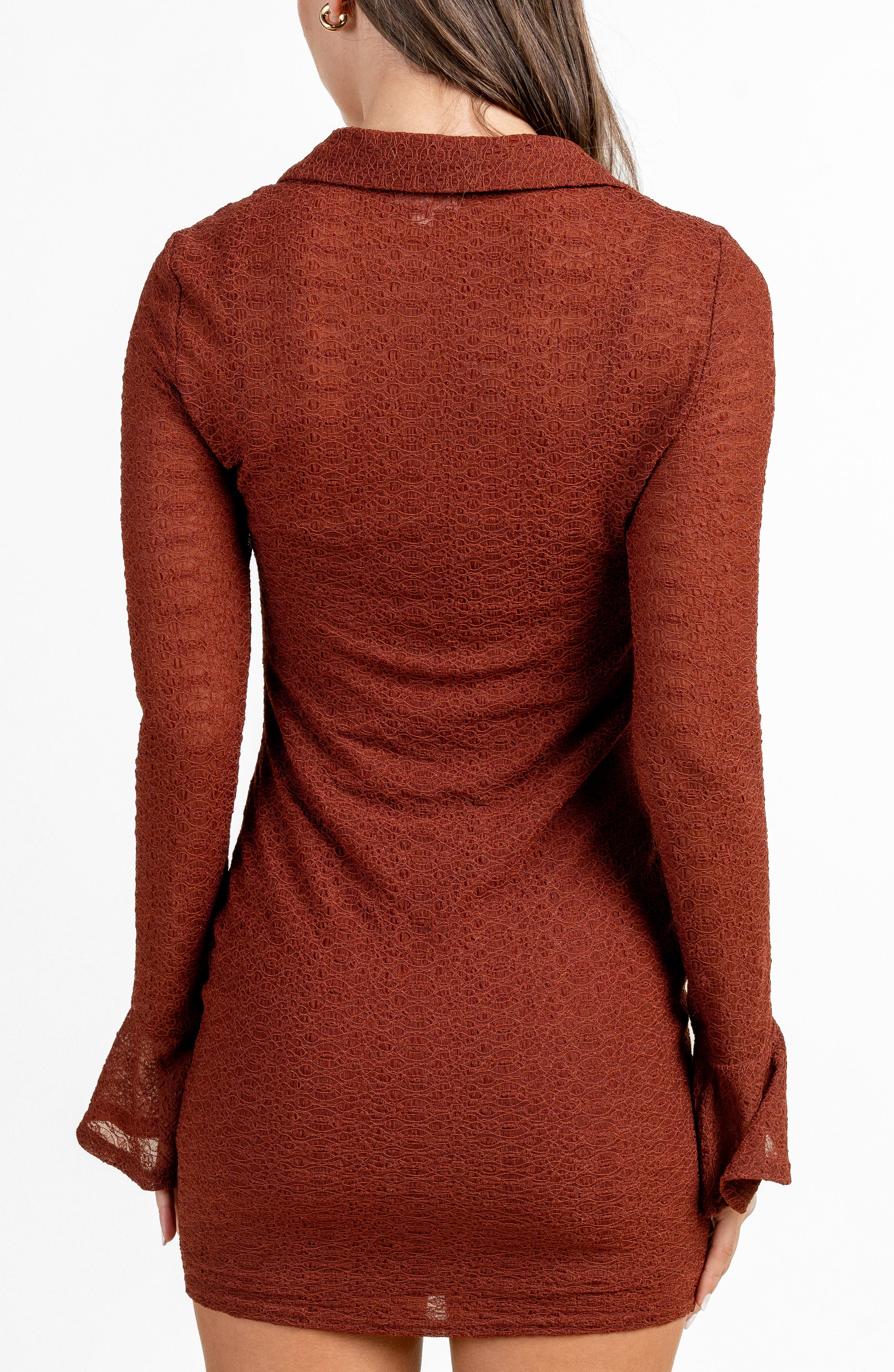 Long Sleeve Button Body-Con Minidress - image 2