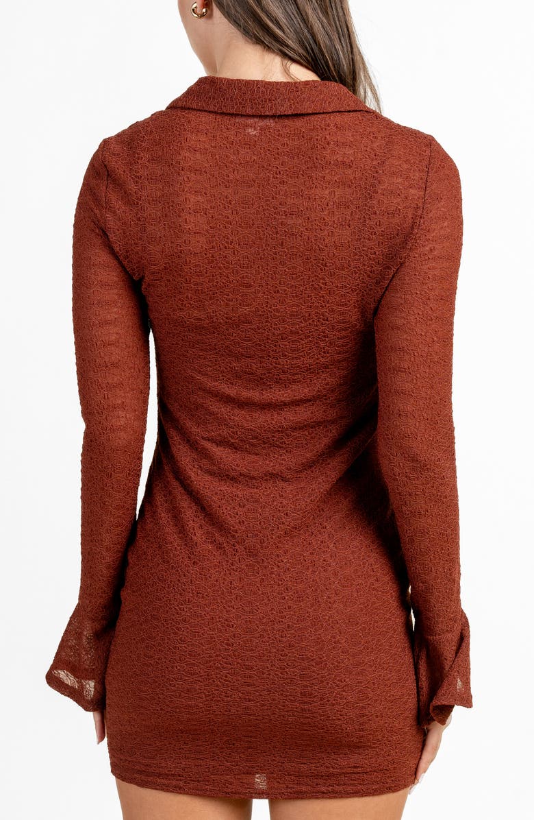Beivy Long Sleeve Button Body-Con Minidress, Alternate, color, Rust