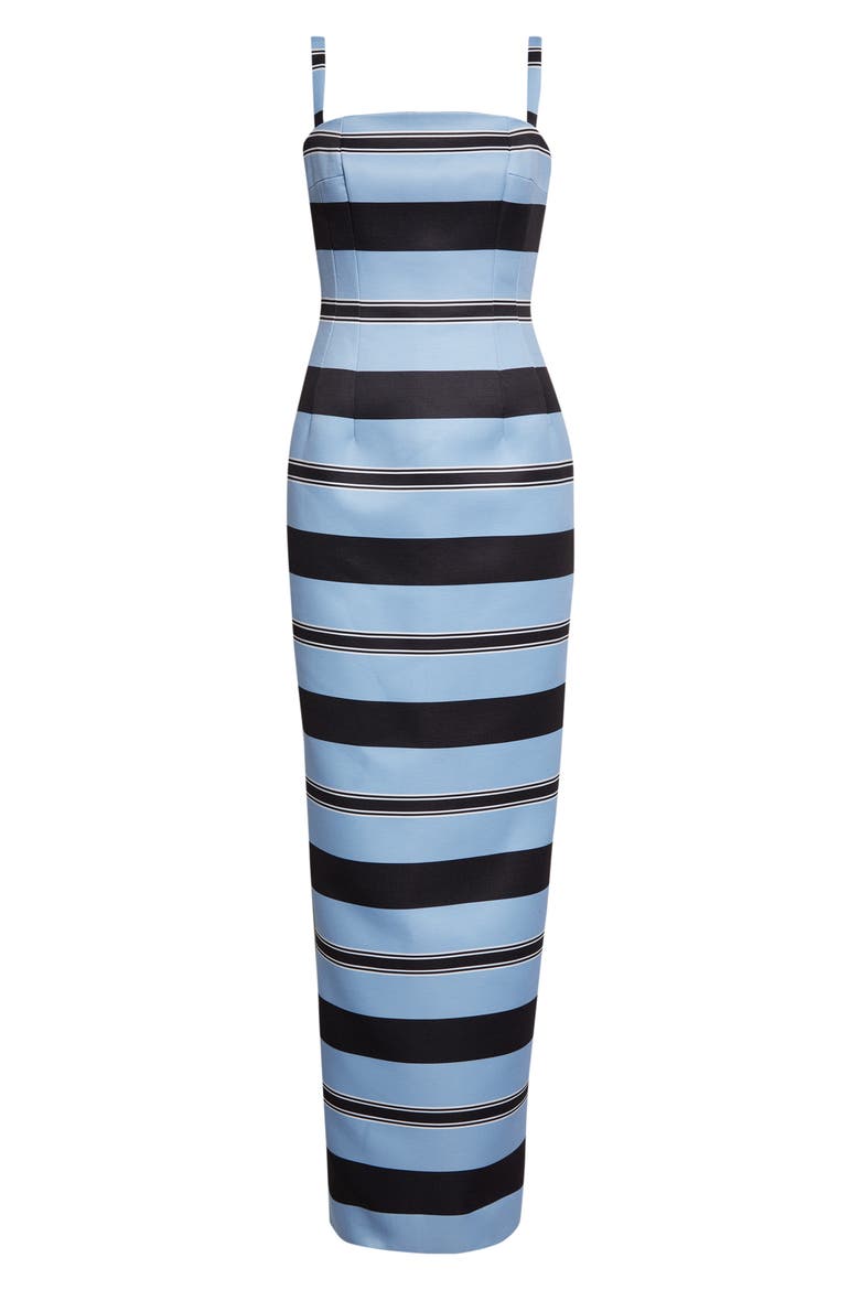 Regina Stripe Taffeta Faille Column Dress, Alternate, color, GRAPHIC STRIPE - BLUE BLACK