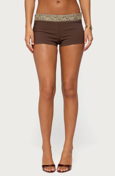 Jasia Sequin Waist Micro Shorts