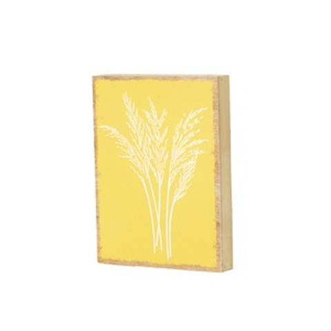 Wood 9.5 Inch Yellow Floral Pattern Wall Art, Decorative Wooden Wall Décor Accent