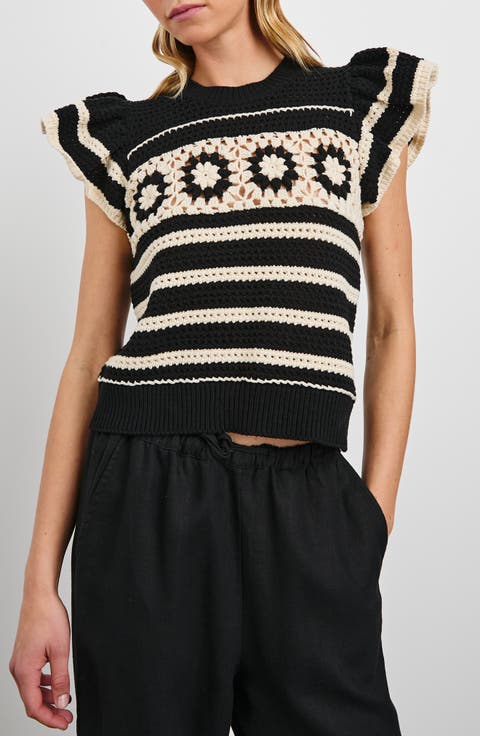 Penelope Short Sleeve Open Stitch Sweater