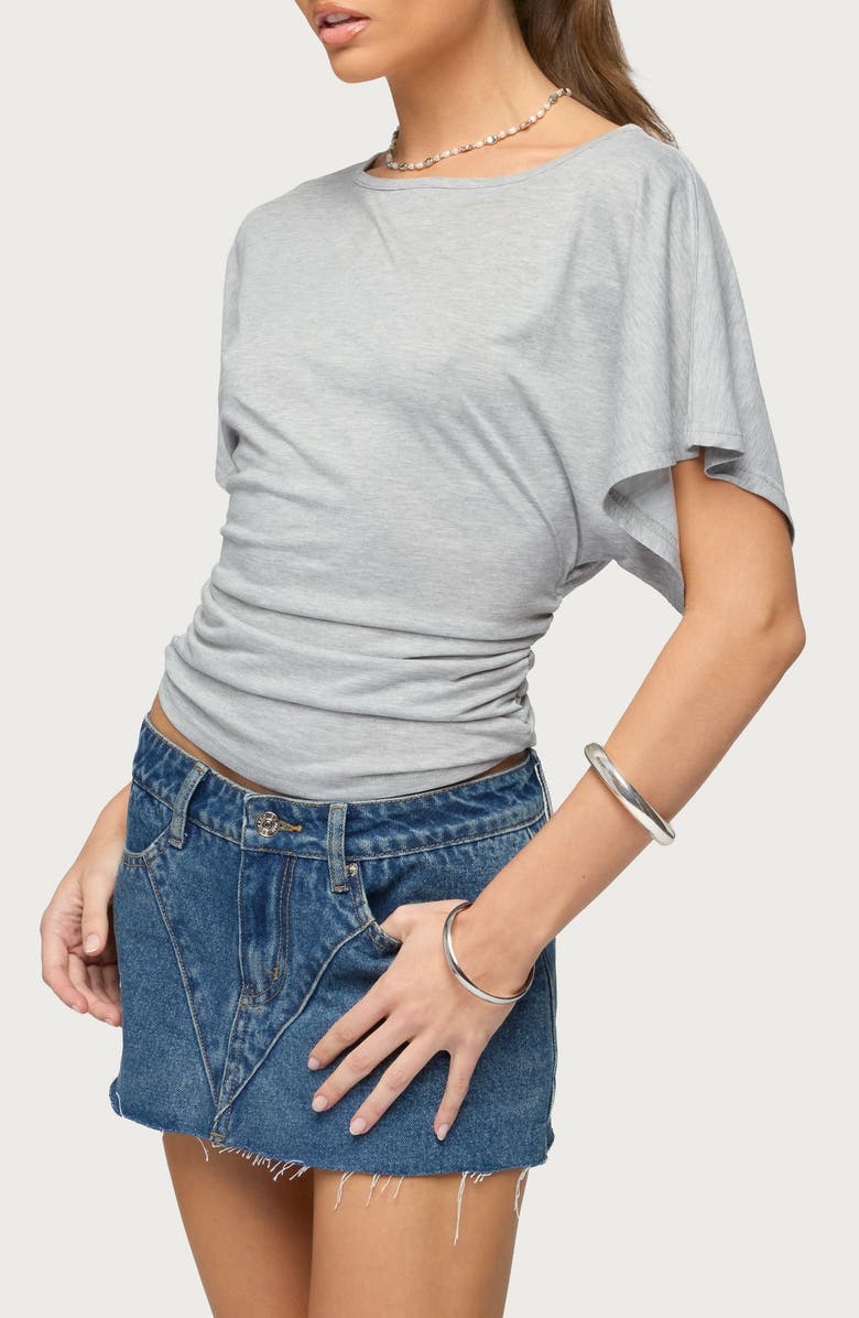 EDIKTED Abriana Ruched Waist Top, Alternate, color, Gray-Melange
