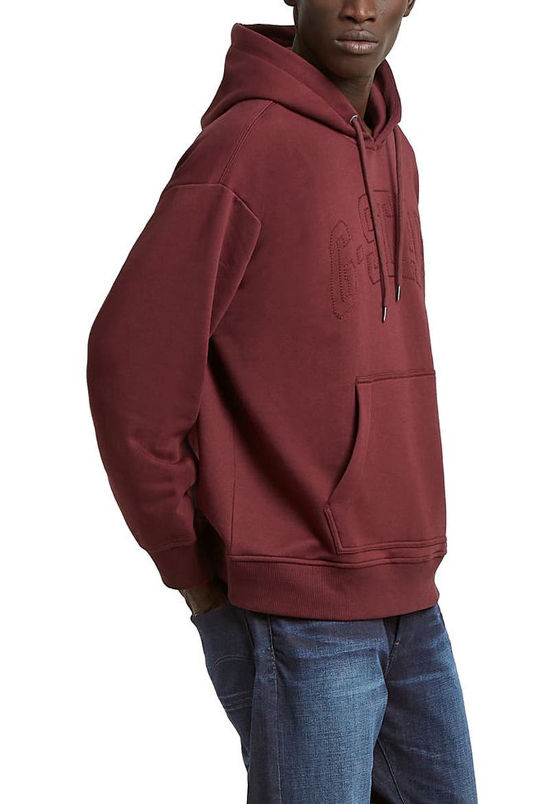 Embroidered Heavyweight Fleece Hoodie, Alternate, color, PORT RED