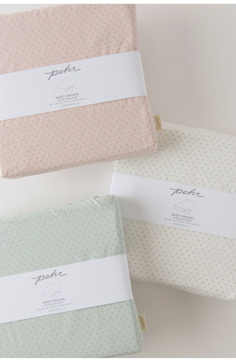 Pehr Pin Dot Organic Cotton Crib Sheet, Alternate, color, Pin Dot Pebble