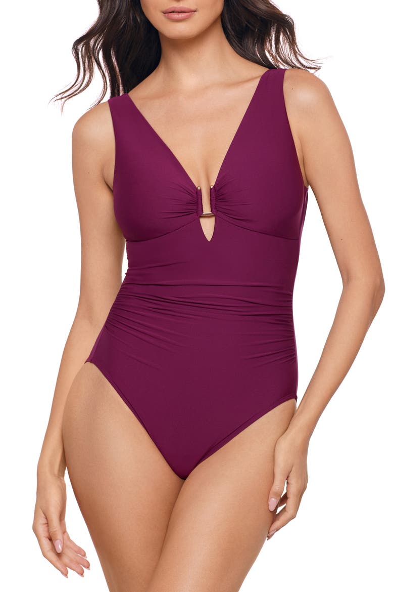 Kristi Marquis One-Piece Swimsuit, Main, color, BOYSENBERRY