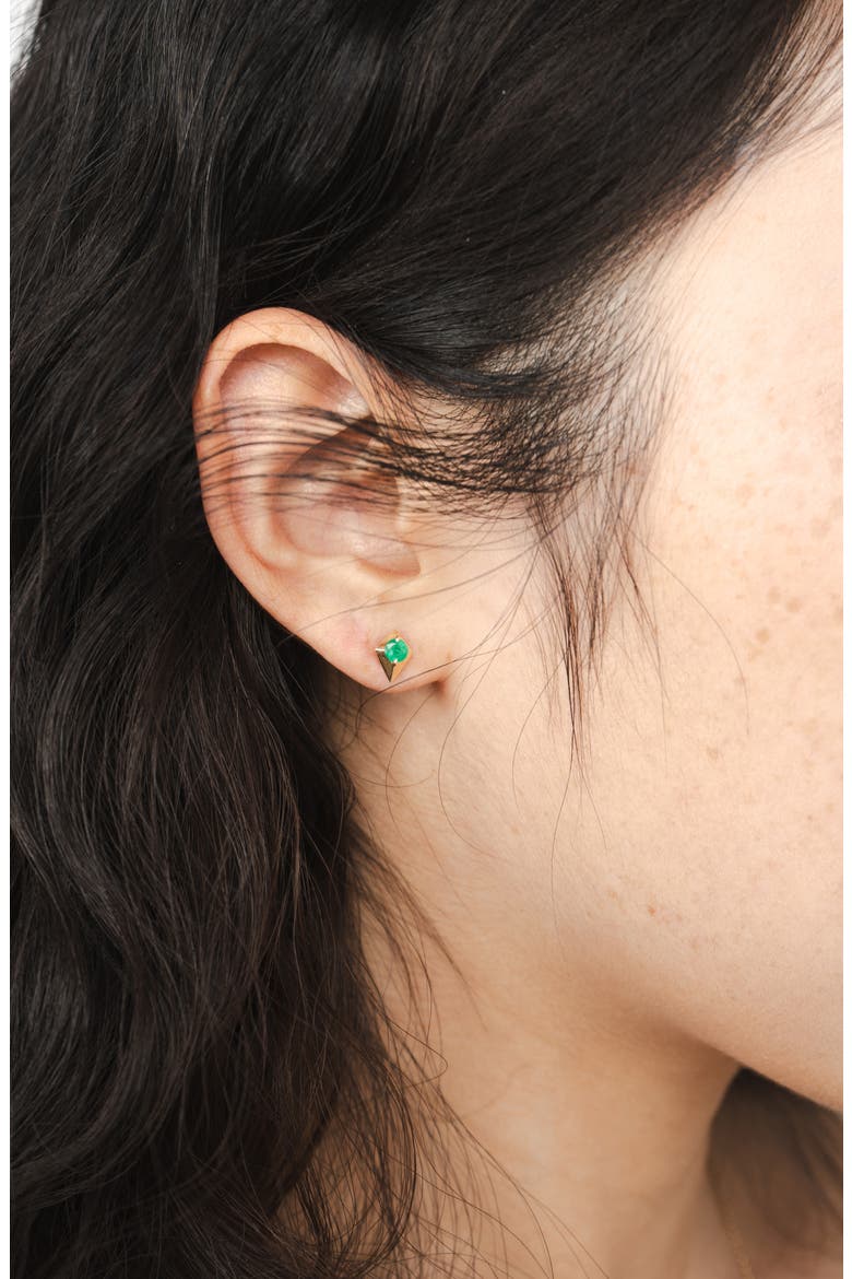 Elegance Emerald Geometric Stud Earrings, Alternate, color, 14K YELLOW GOLD