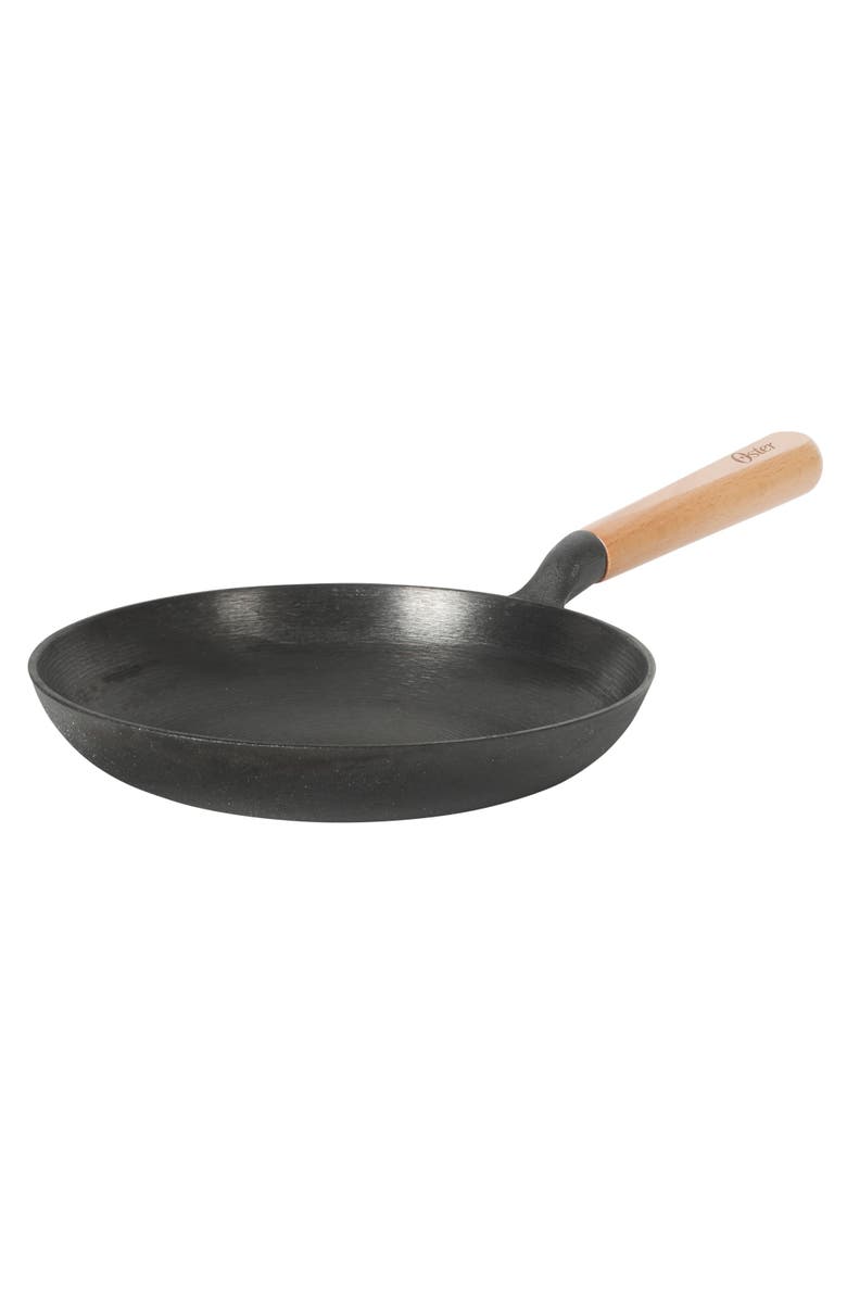 OSTER Platinum Flintfield Pre-Seasoned Cast Iron Skillet with Wood Handle, Main, color, Black