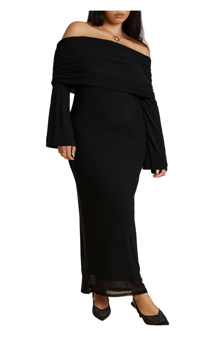 ELOQUII Off Shoulder Dress, Main, color,