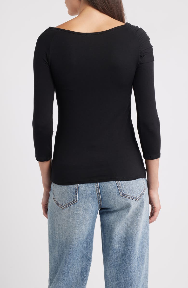 Loveappella Asymmetric Neck Jersey Top, Alternate, color, Black