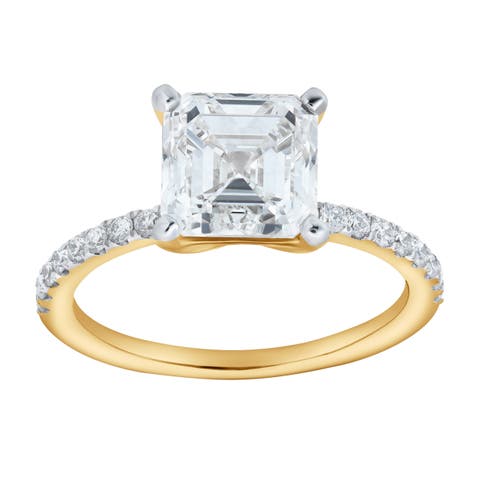 Ani 14K Yellow Gold Emerald Cut Lab Grown Diamond Engagement Ring - 2.7 Ct