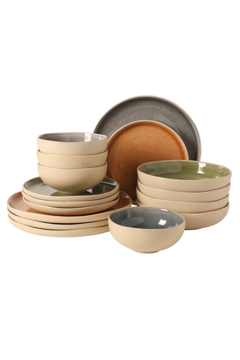 Manila Bay 16-Piece Reactive Glaze Stoneware Dinnerware Set, Main, color, Multicolors