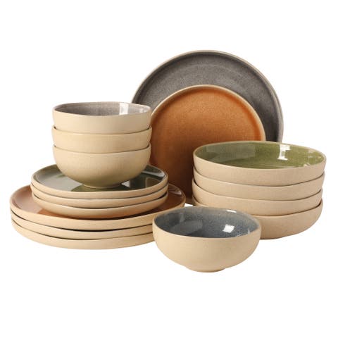 Manila Bay 16-Piece Reactive Glaze Stoneware Dinnerware Set