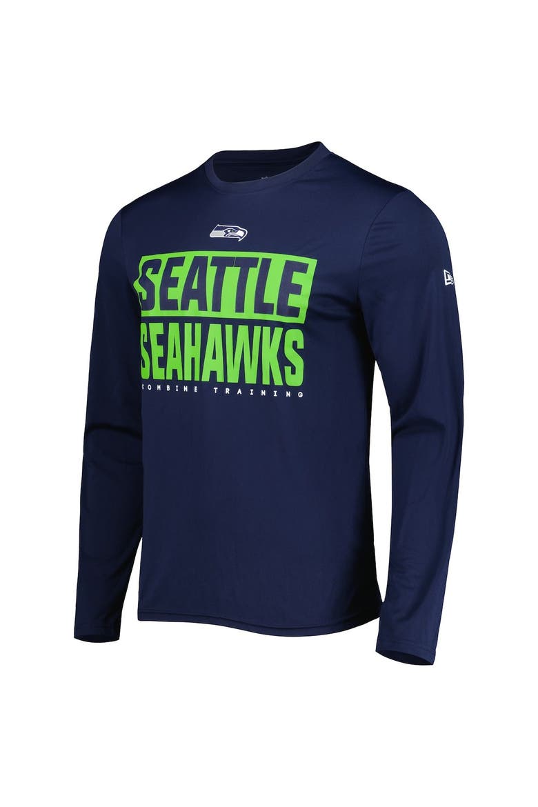 Men's New Era College Navy Seattle Seahawks Combine Authentic Offsides Long Sleeve T-Shirt, Alternate, color, Navy