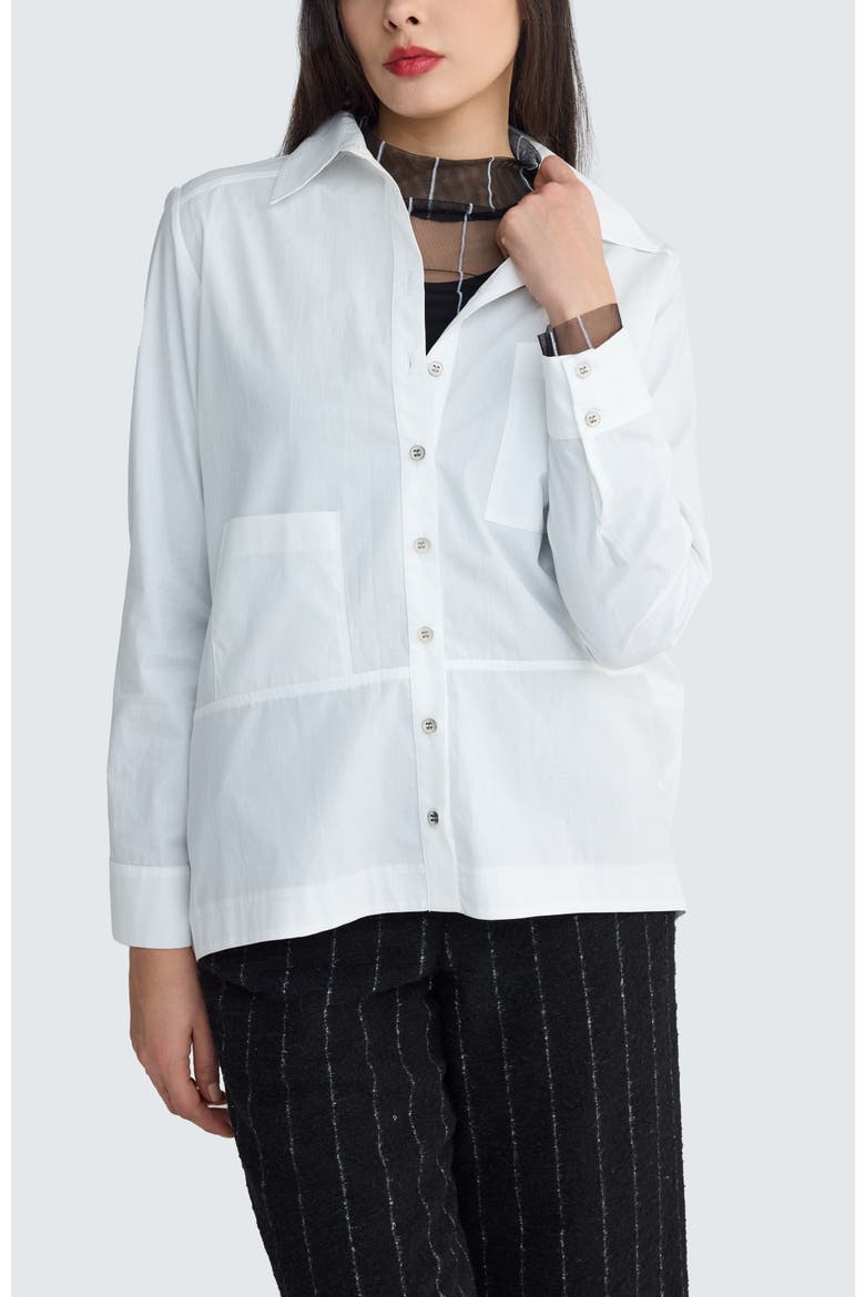 Clarina Balloon Poplin Shirt, Main, color, Ecru