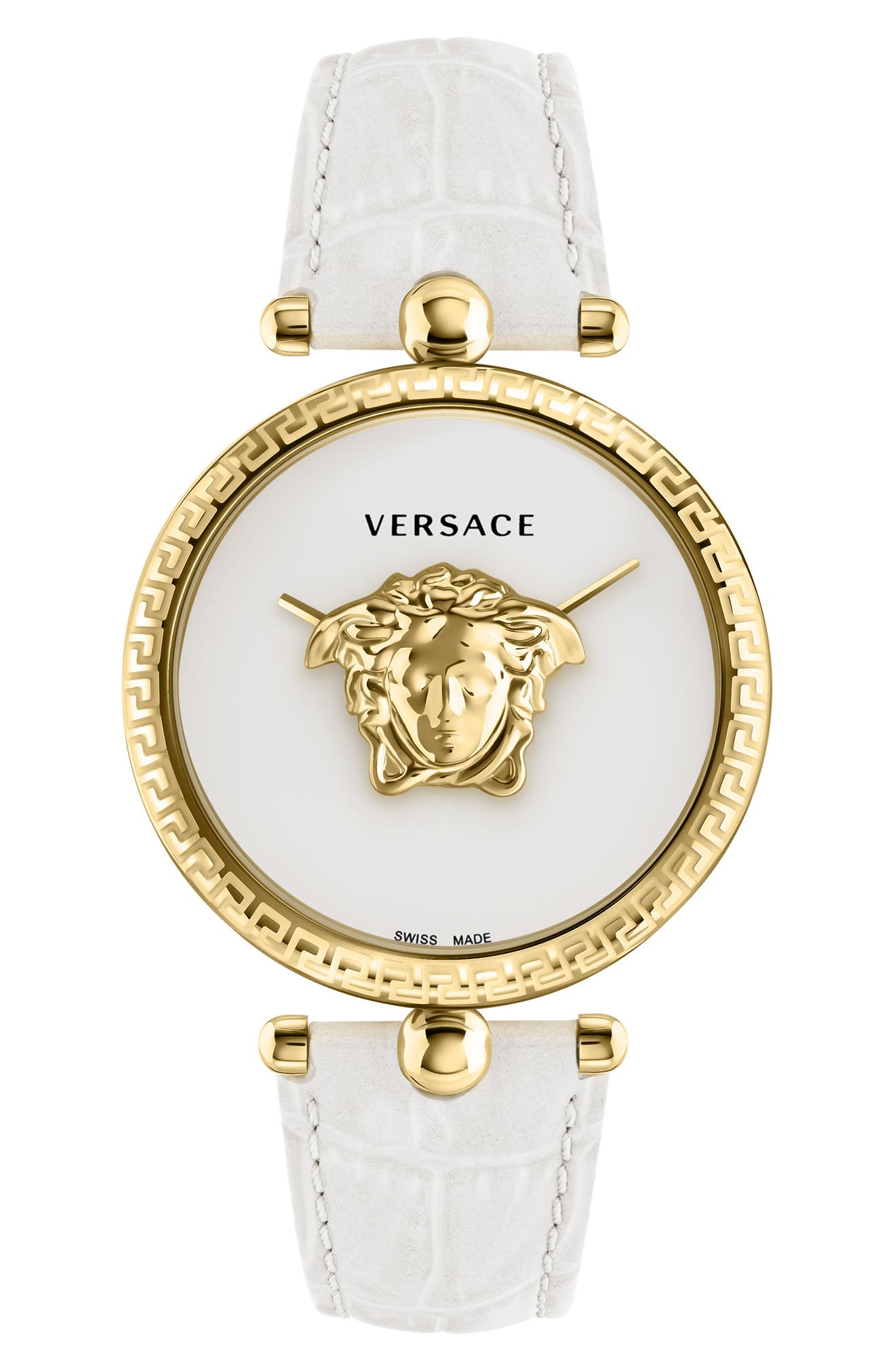 Versace Palazzo Empire Croc Embossed Leather Strap, 39mm
