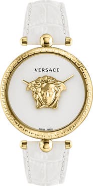 Versace Palazzo Empire Croc Embossed Leather Strap, 39mm