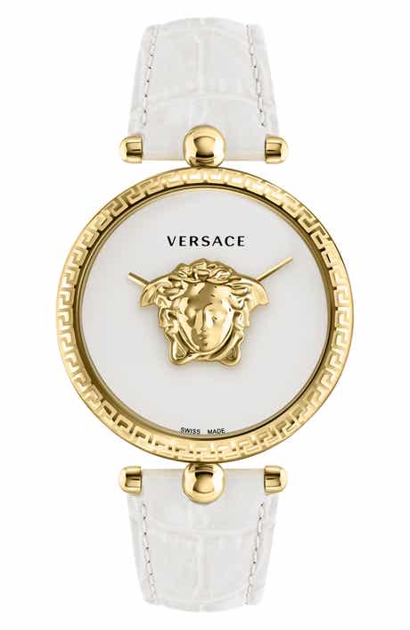 Versace Palazzo Empire Croc Embossed Leather Strap, 39mm