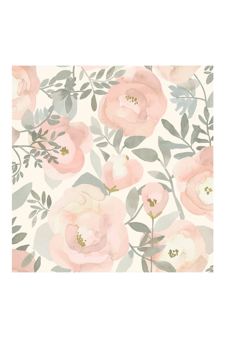 Rose Peachy Keen Peel & Stick Wallpaper, Main, color, PINK