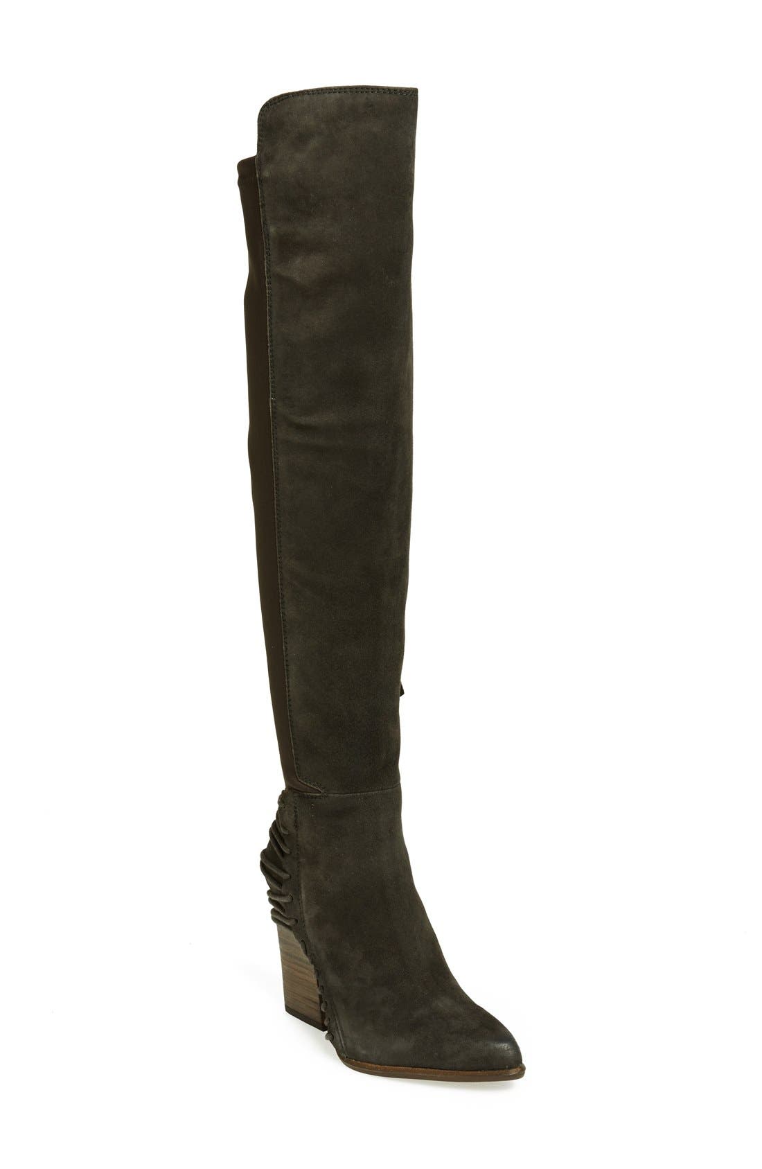 'Nikka' Over the Knee Leather Boot, Main, color, ANTHRICITE
