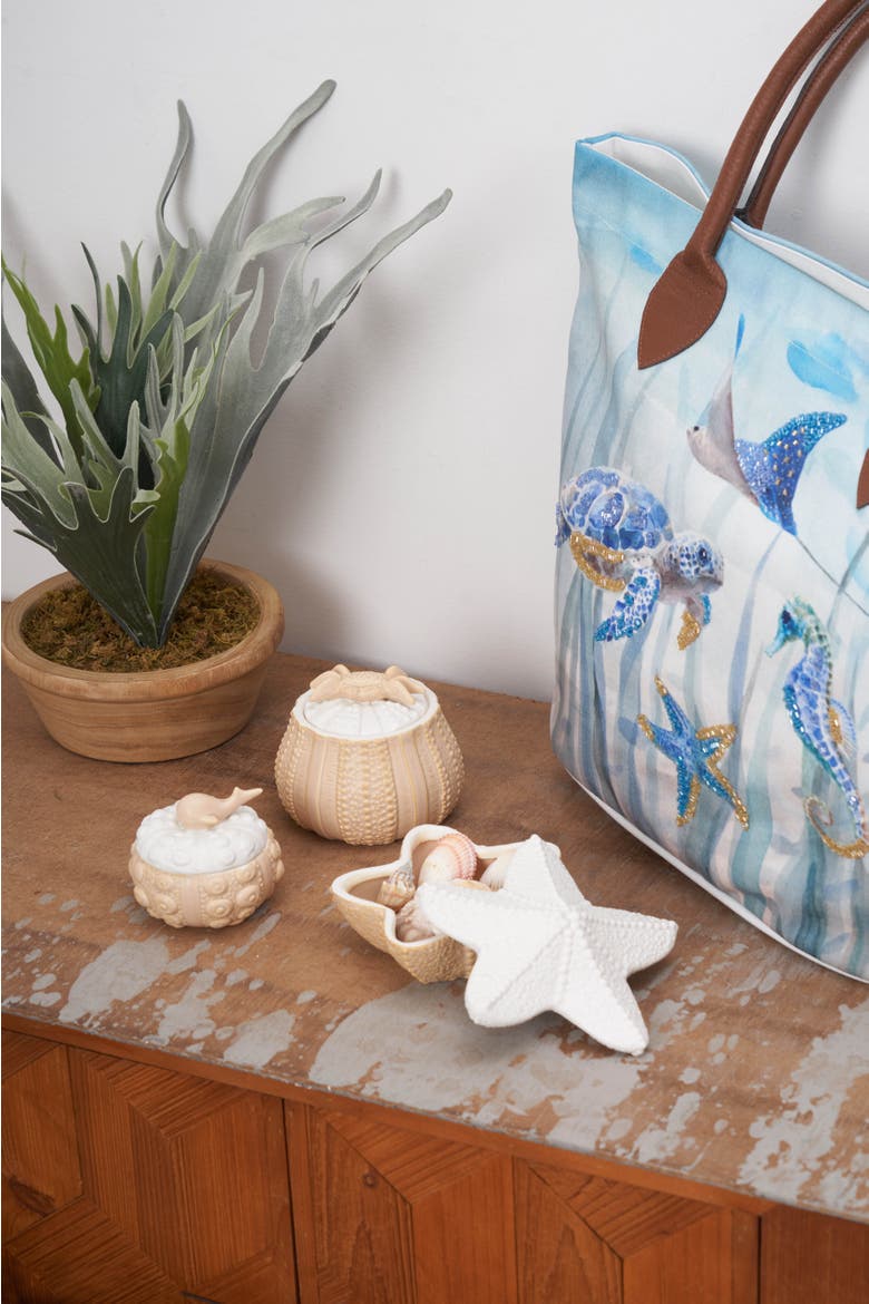 Almond And Bisque Sea Star Plate Set Of 2, Alternate, color, White