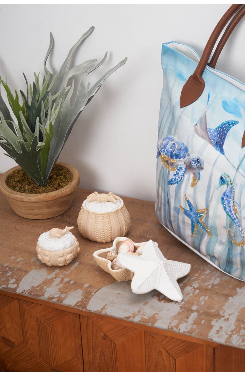 Beachcombers Almond And Bisque Sea Star Plate Set Of 2, Alternate, color, White