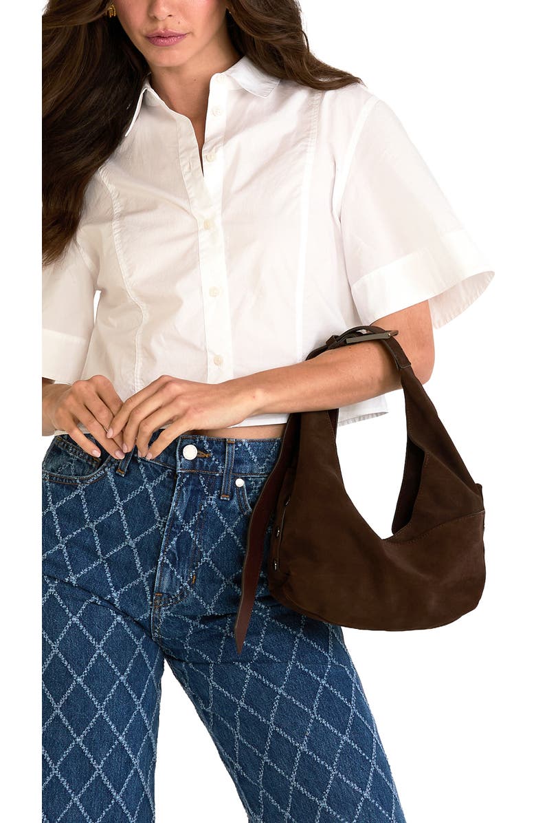 HAMMITT Tom Zip Medium Hobo Bag, Alternate, color, Belted Suede/ Gunmetal