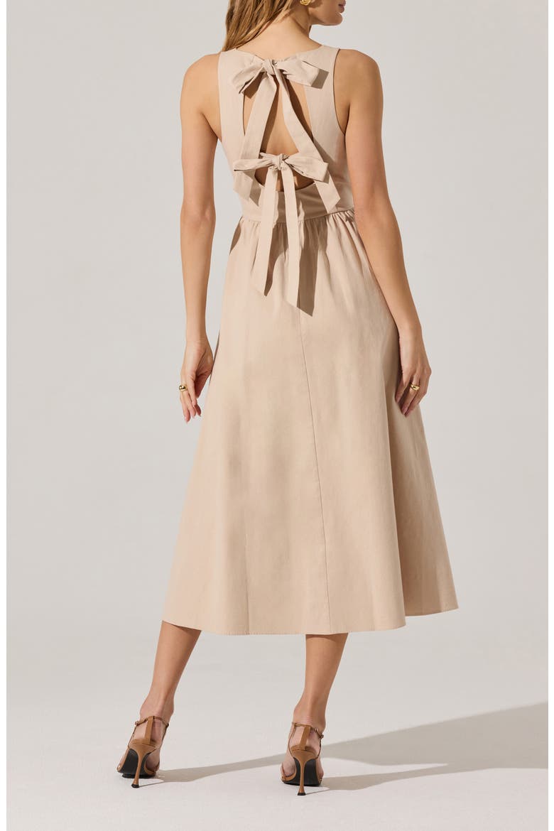 Bow Back A-Line Dress, Alternate, color, SAND