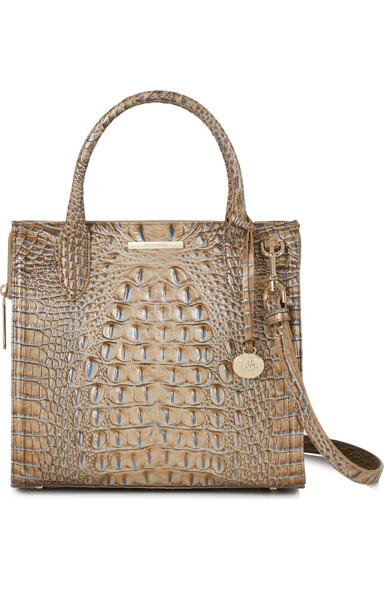 Brahmin Small Caroline Croc Embossed Leather Satchel, Alternate, color,