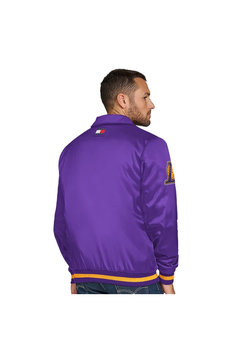 Men's Tommy Jeans Purple Los Angeles Lakers Jacob Chain Stitch Applique Full-Snap Varsity Jacket, Alternate, color, Purple