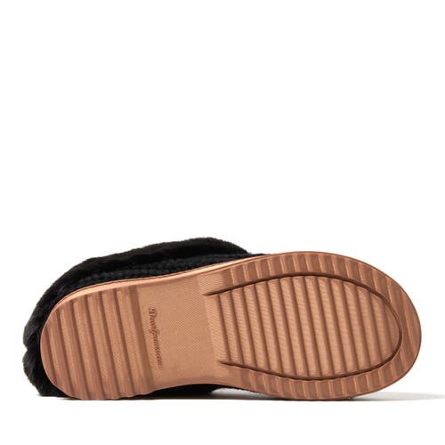 Dearfoams Hannah Festive Knit Clog Slipper In Black Solid