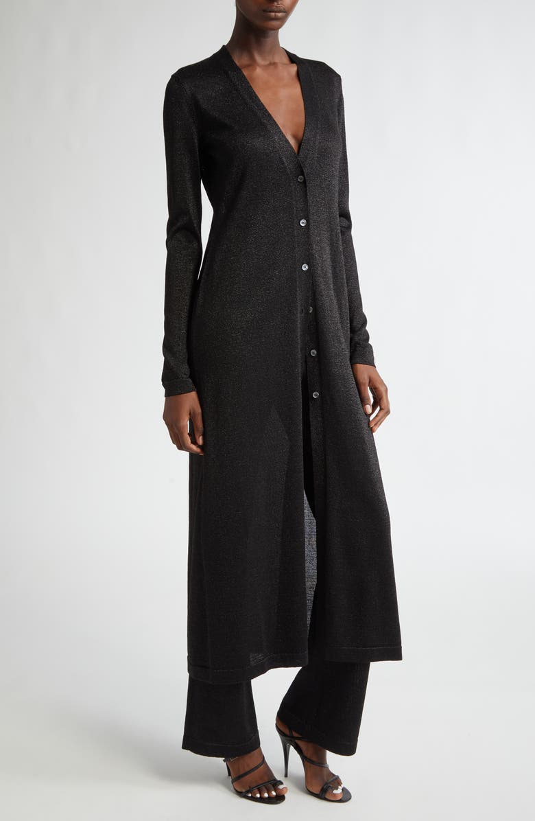 Missoni Glitter Effect Longline Cardigan, Alternate, color, Black