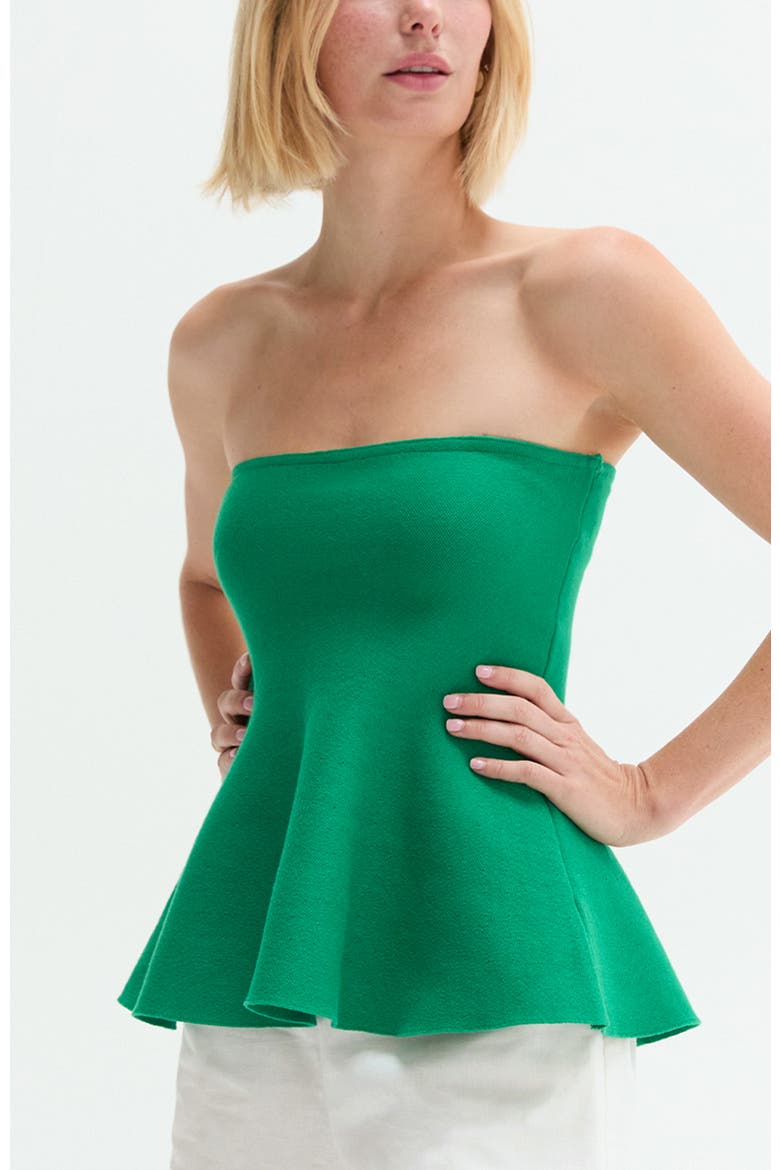 Jacquard Knit Peplum Top, Alternate, color, Green