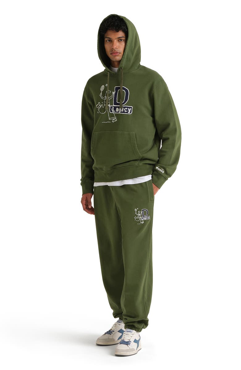 Diadora Legacy Embroidered Fleece Hoodie, Alternate, color, Green Botanic