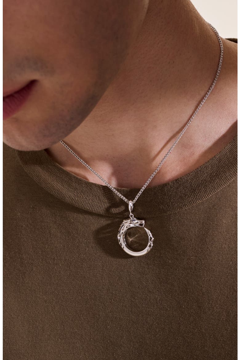 Naga Pendant Necklace, Alternate, color, SILVER
