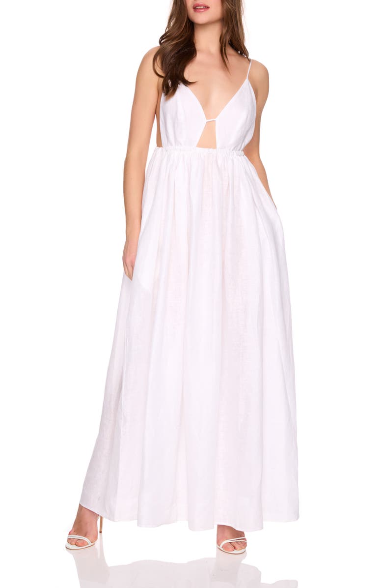 Susana Monaco Empire Waist Sleeveless Linen Maxi Dress, Alternate, color, Sugar