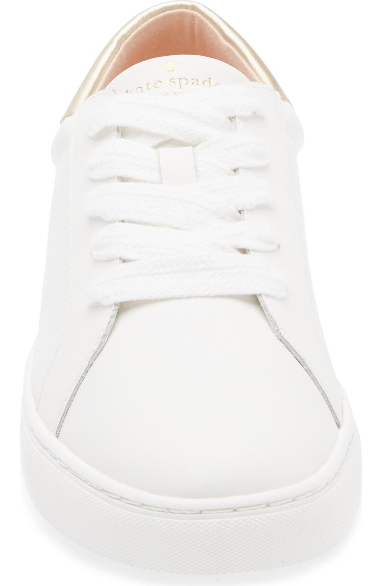 Kate Spade New York adora sneaker, Alternate, color, Optic White/ Pale Gold