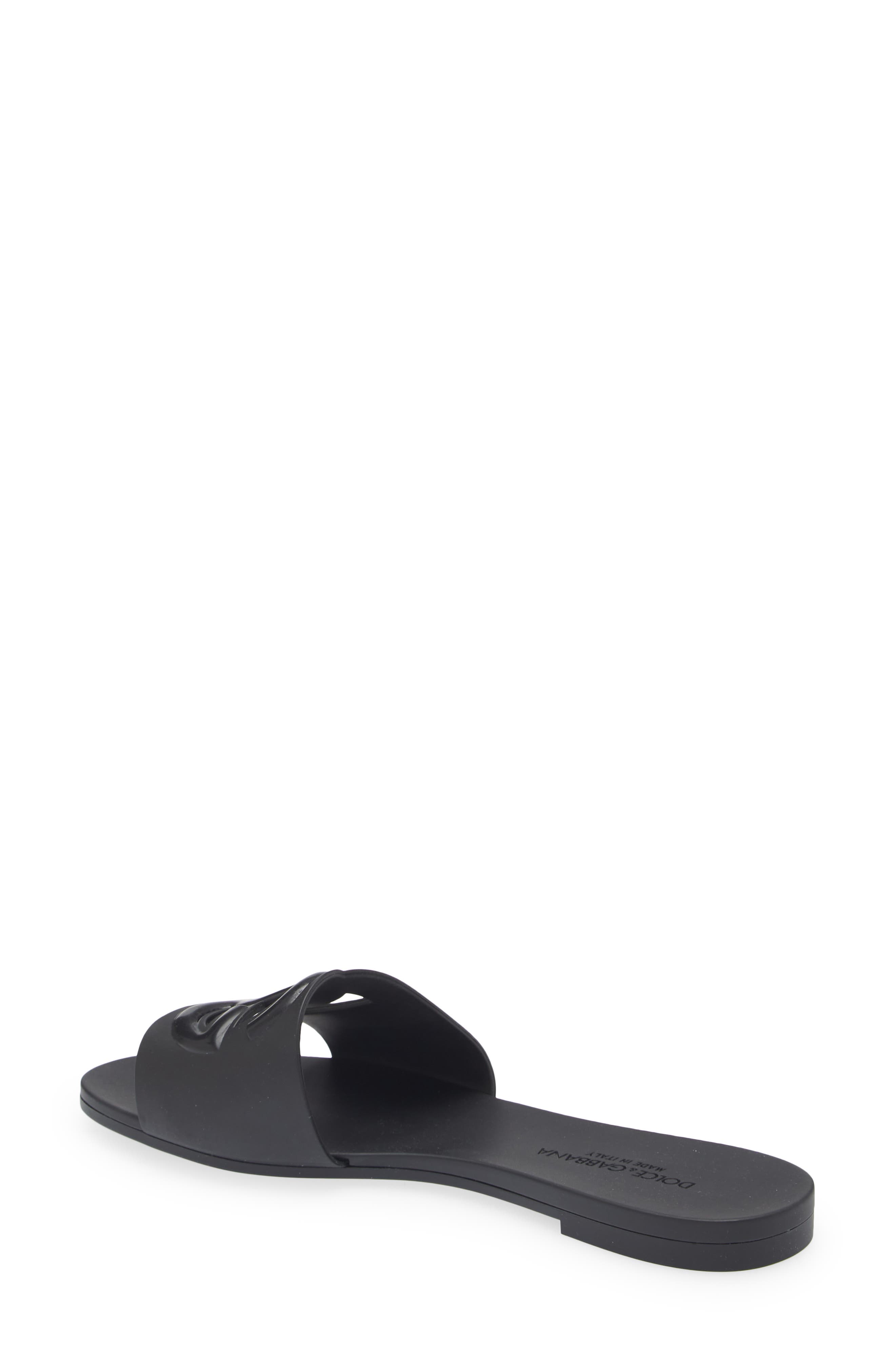 Dolce&Gabbana Bianca Interlock Slide Sandal, Alternate, color, Black
